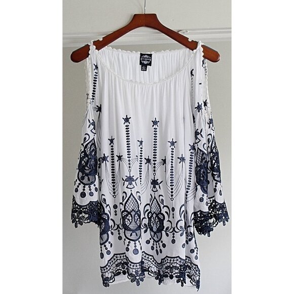 Le Marais Paris - Silk Embroidered Tunic or Swim Cover, Oversized Medium - Picture 2 of 10